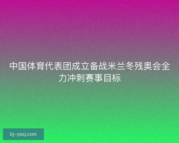 中国体育代表团成立备战米兰冬残奥会全力冲刺赛事目标